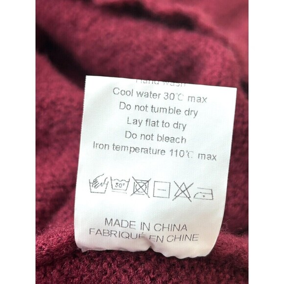 Womens Sweater Burgundy Knit Acrylic Long Raglan Sleeve Turtleneck Pullover Sz M - Picture 12 of 12